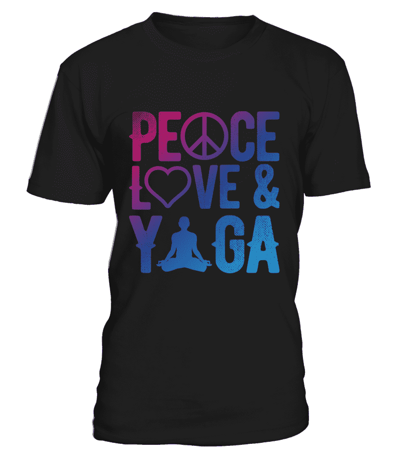 T Shirt "Peace, Love & Yoga" Pour homme - L'univers-karma