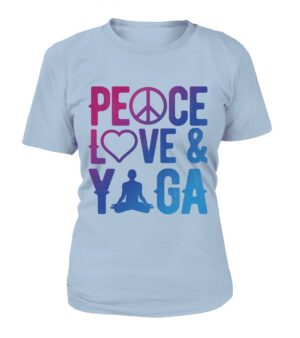 T Shirt "Peace, Love & Yoga" Pour femme - L'univers-karma