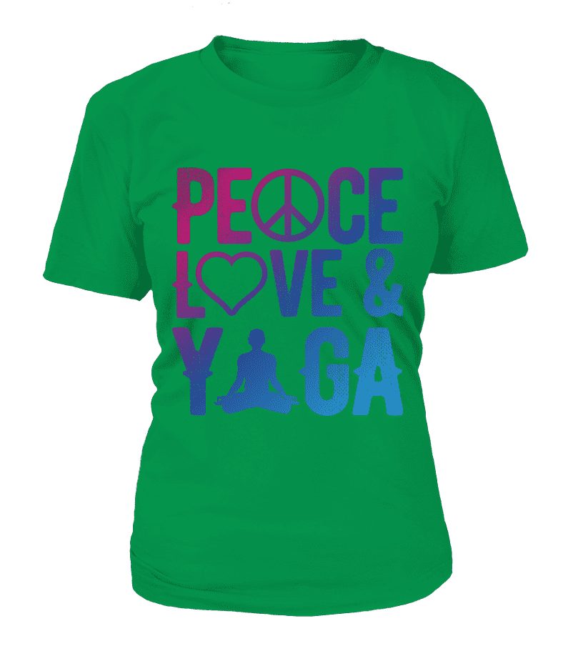 T Shirt "Peace, Love & Yoga" Pour femme - L'univers-karma