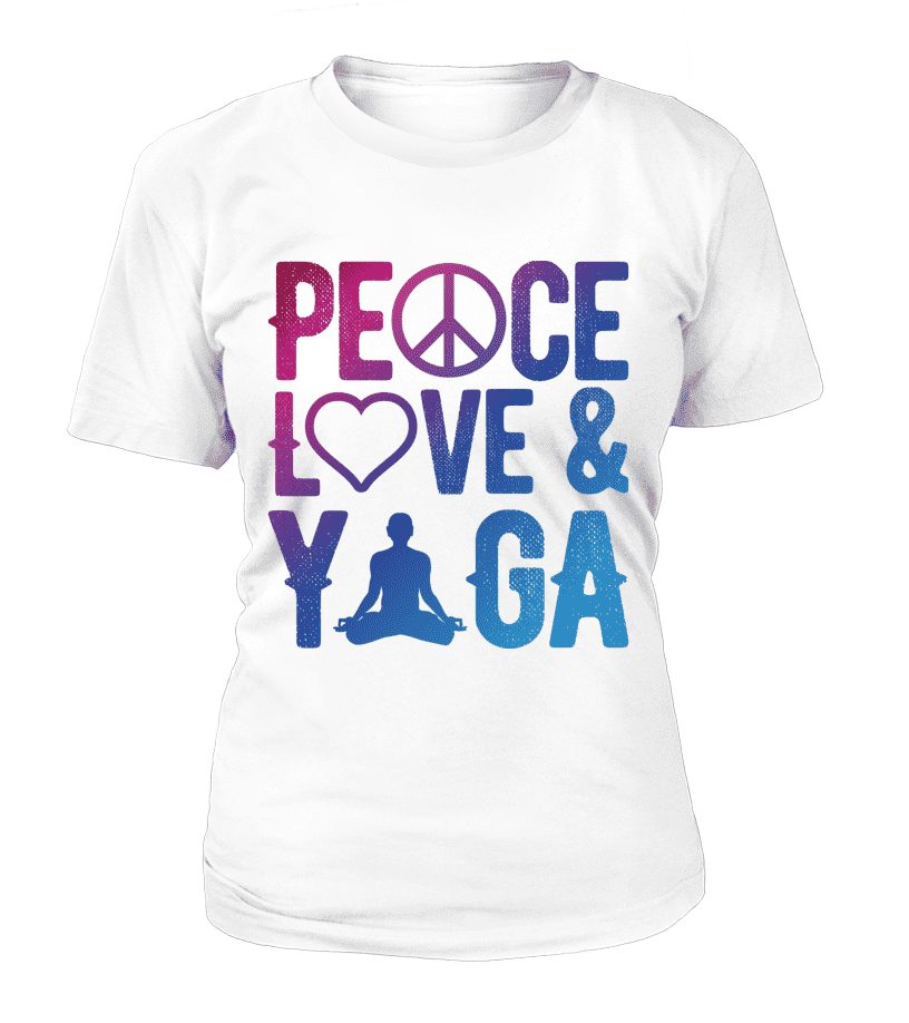 T Shirt "Peace, Love & Yoga" Pour femme - L'univers-karma