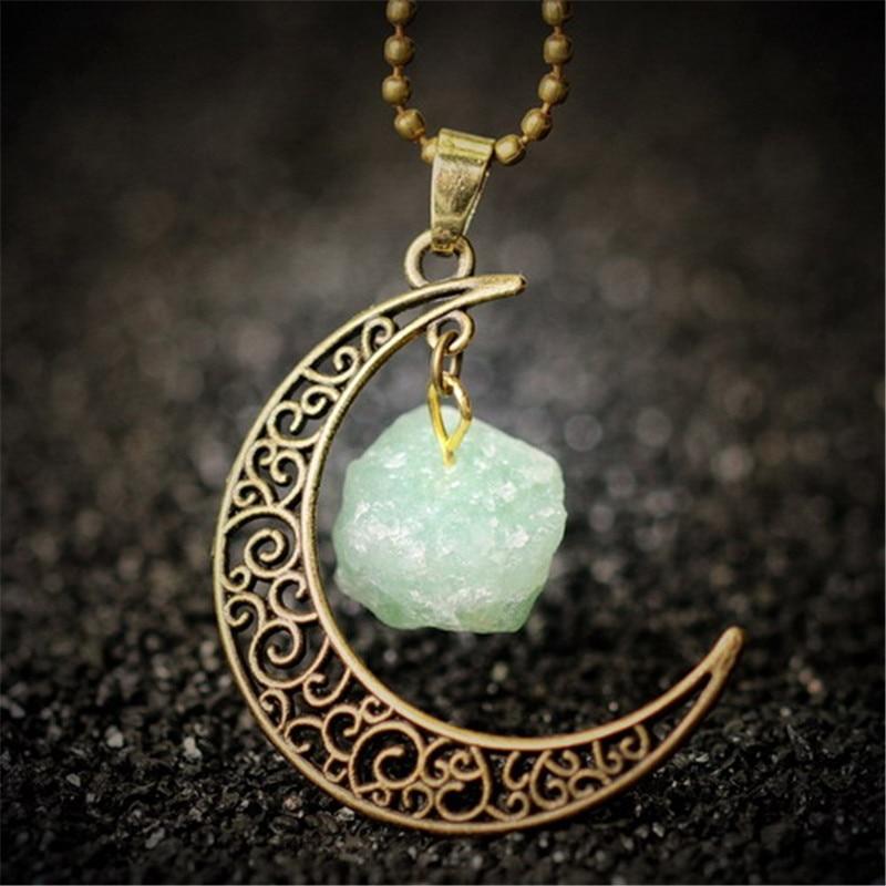 Collier Lune avec pierre semi-précieuse - L'univers-karma
