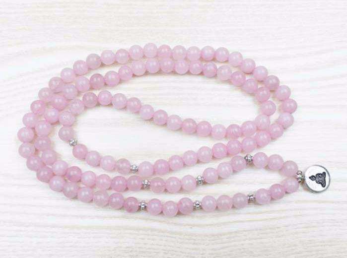 Bracelet Mala Rose en Quartz 108 Perles Guérison et Amour - L'univers-karma