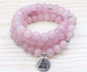 Bracelet Mala Rose en Quartz 108 Perles Guérison et Amour - L'univers-karma