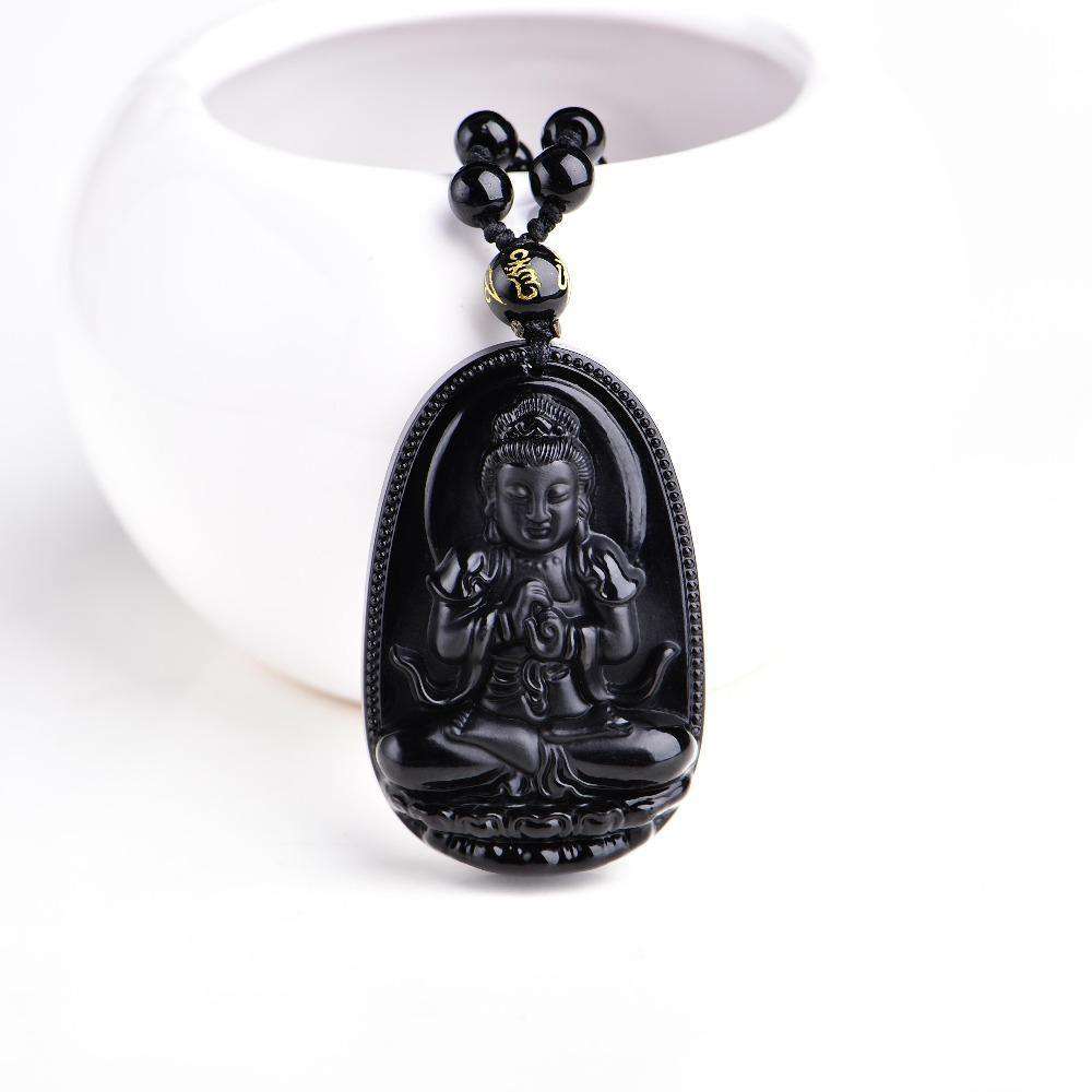 Amulette Bouddha Porte Chance en Obsidienne - L'univers-karma