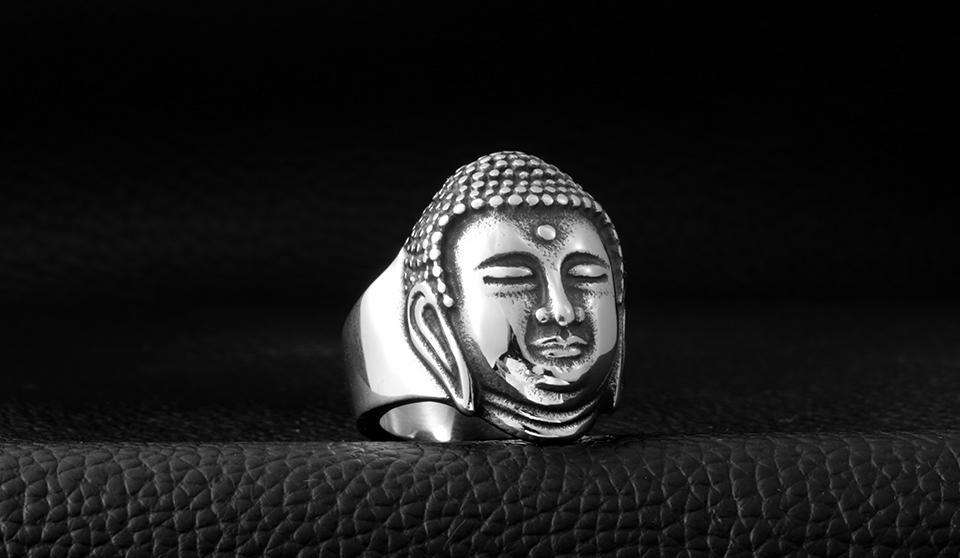 Bague de Chance Bouddha en Acier Inoxydable - L'univers-karma