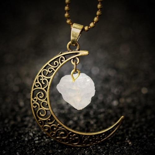 Collier Lune avec pierre semi-précieuse - L'univers-karma